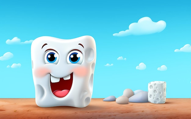 Une dent de dessin animé dans la douleur Concept de mal de dents pour enfants