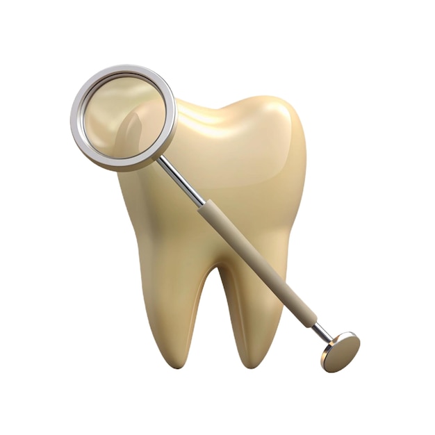 une dent d'or avec une loupe dessus