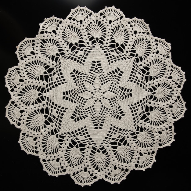 Photo dentelle blanche sur fond noir au crochet