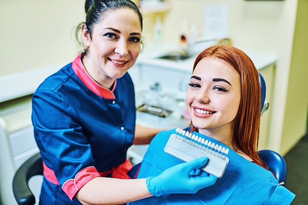 Dentiste examinant les dents d'un patient chez le dentiste