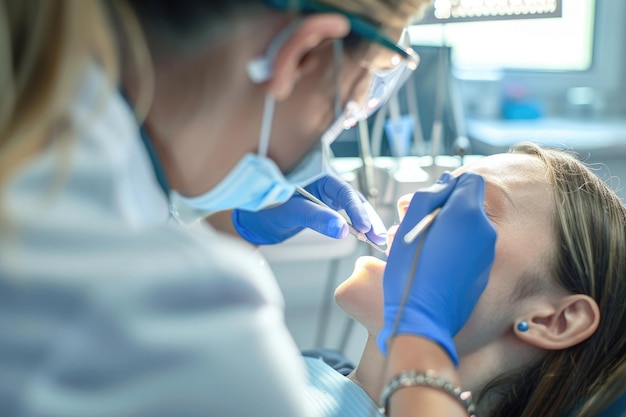 un dentiste examinant les dents d'un patient