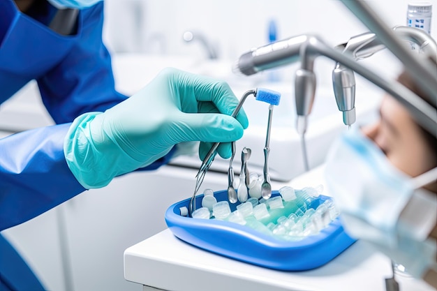 Dentiste examinant un patient avec une IA générative de soins