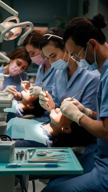 Les dentistes traitent les dents des patients.