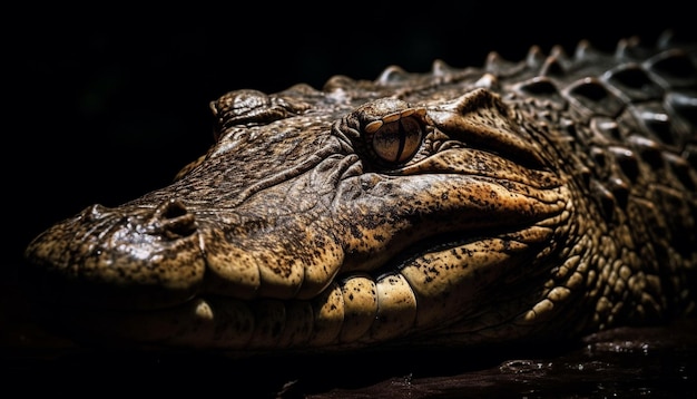 Les dents affamées de crocodile montrent une agression dans un portrait généré par l'IA