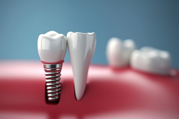 Dents d'implantation dentaire avec vis d'implant