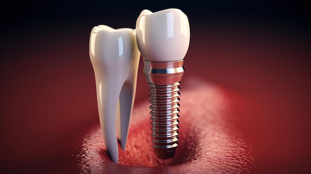 Dents d'implantation dentaire avec vis d'implant