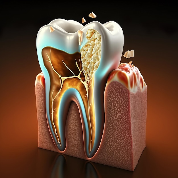 Photo dents sensibles concept de santé de la bouche et des dents diverses maladies dentaires ai générative