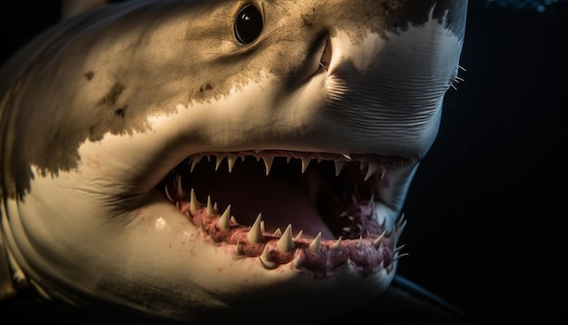 Photo les dents tranchantes de dinosaures furieux évoquent la peur dans la plongée sous-marine générée par l'intelligence artificielle