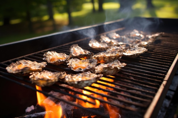 Déplacer les huîtres sur le barbecue pour égaliser la cuisson à chaud