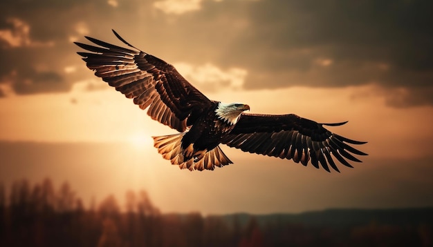 Déployez des ailes dans les airs, le faucon majestueux s'envole généré par l'IA