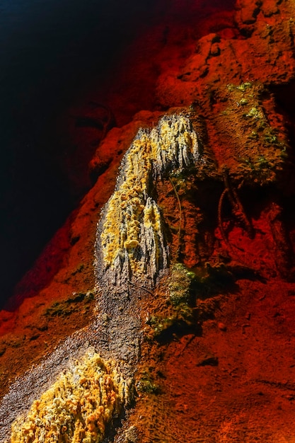 Dépôts sulfureux le long des rives de Rio Tinto