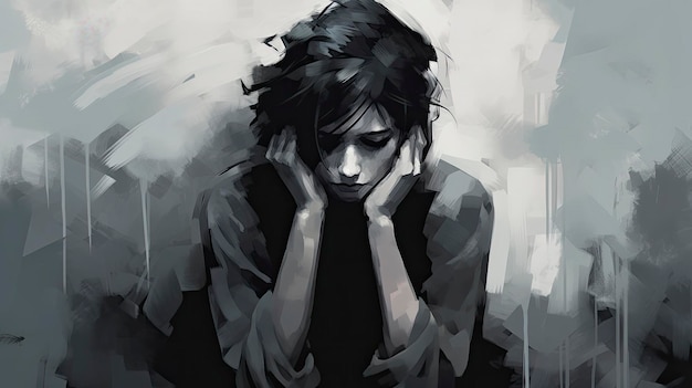 dépression tristesse et solitude concept art illustration