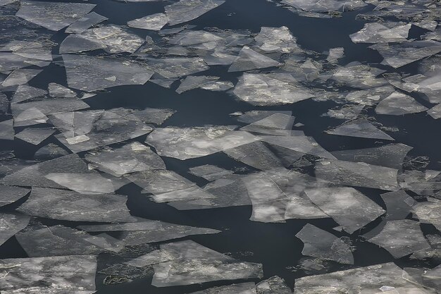 dérive de glace de printemps sur la rivière / texture de fond glace flottante, mars sur la rivière