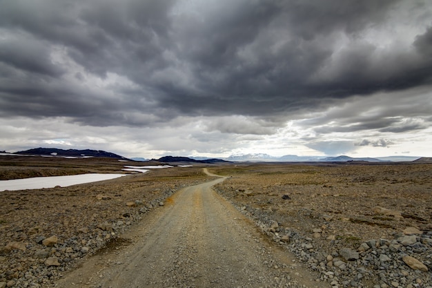 Descendre une route de gravier en Islande