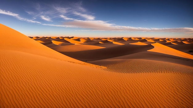 Le désert au coucher du soleil IA générative