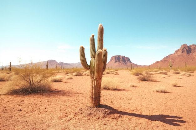 désert avec cactus saguaro généré par l'IA