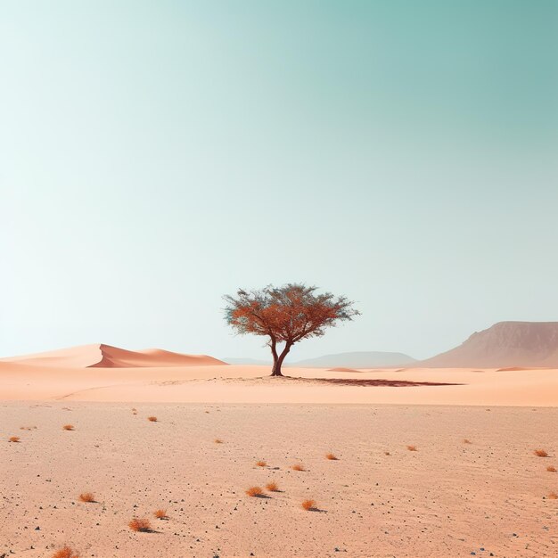 désert de dunes de sable avec un arbre