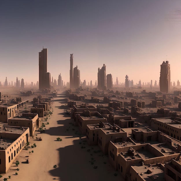 Désert de sable abandonner l'art génératif de la ville par l'IA