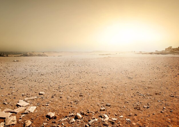 Photo désert de sable en egypte au coucher du soleil