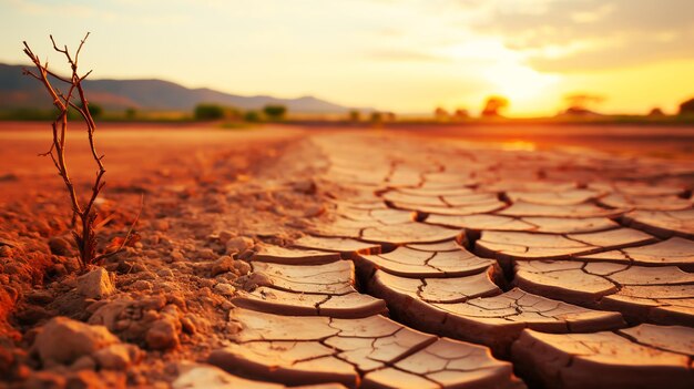 Le désert sec fissuré La pénurie mondiale d'eau sur la planète Le réchauffement climatique et l'effet de serre