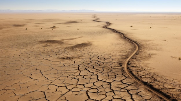 Un désert sec avec des fissures dans le sol ai