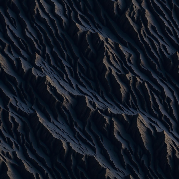 Un désert sombre avec quelques ondulations à la surface.
