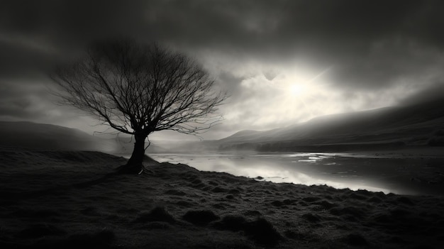 Le désespoir dans le paysage monocromatique écossais L'absence en noir et blanc