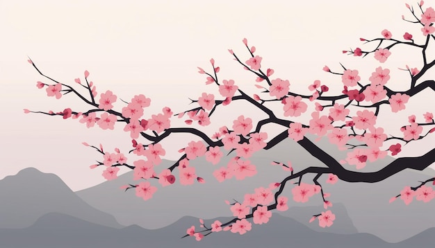 Design d'affiche de fleurs de cerisier minimaliste
