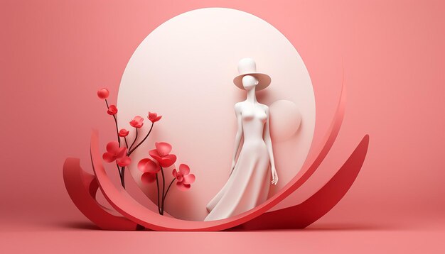 Design d'affiche minimaliste et douce pour la fête de la femme en 3D