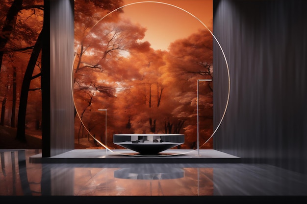 Photo design d'architecture d'intérieur de salle de bain de luxe avec un thème d'automne