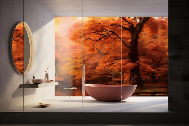 Design d'architecture d'intérieur de salle de bain de luxe avec un thème d'automne