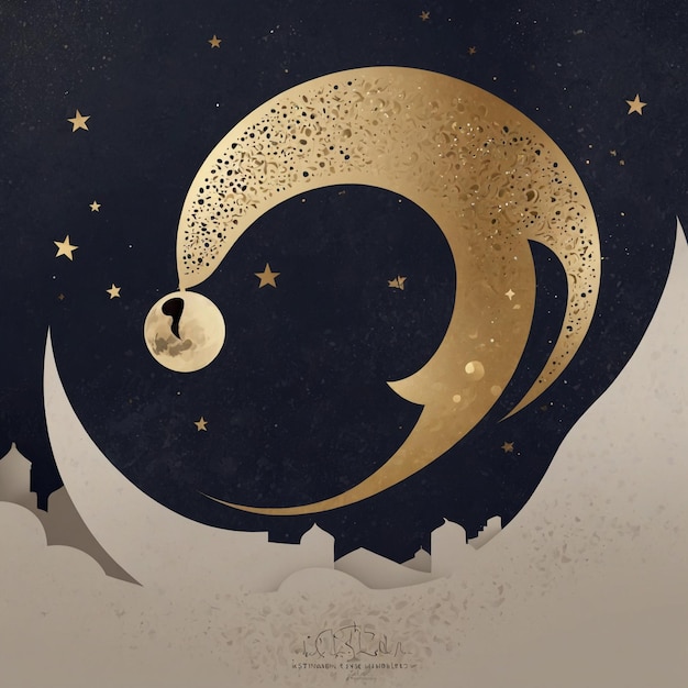 Design d'arrière-plan de Ramadan art rétro couleur lune sur le ciel papier peint fond illustration
