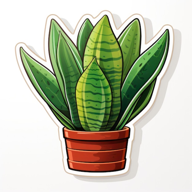 Design d'autocollant pour une plante de Sansevieria en pot vibrante