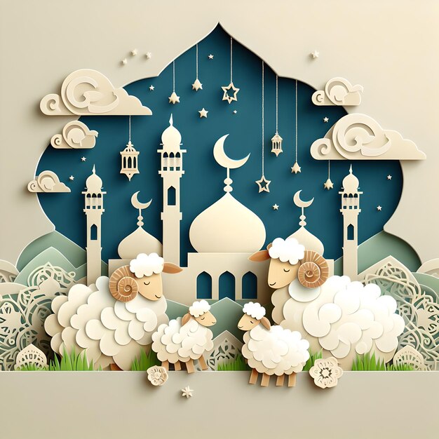 Le design de la carte d'Eid Mubarak