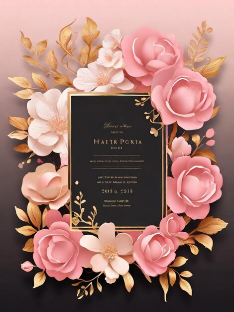 Un design de carte d'invitation de mariage de luxe magnifique et attrayant avec un fond floral élégant