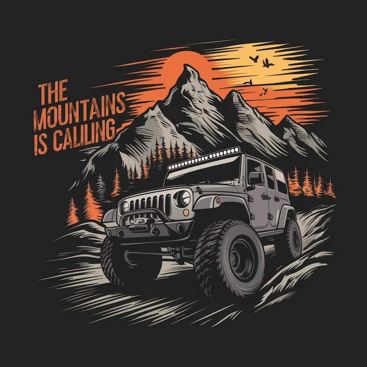 Photo le design de la chemise de voiture moderne mountain offroad