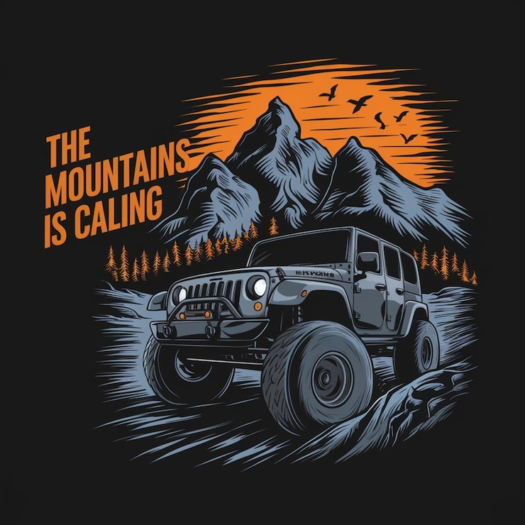 Photo le design de la chemise de voiture moderne mountain offroad