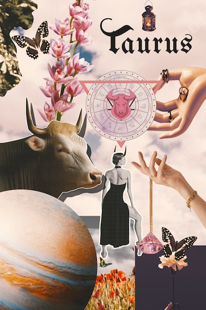 Design de collage de signes du zodiaque vintage