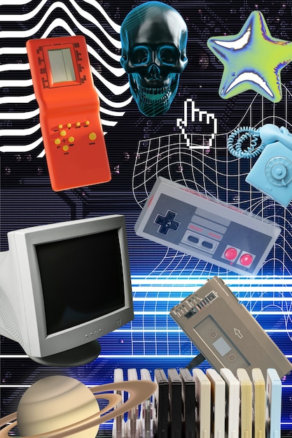 Le design de collage de la technologie du maximalisme