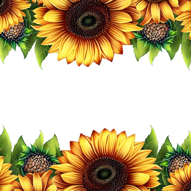 Photo design coloré avec des feuilles et des bourgeons de tournesol détaillés