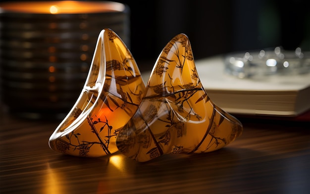 design différent avec des branches d'arbre sur un samosa design en verre