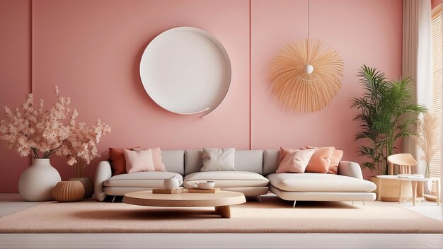 Le design du canapé d'intérieur est un paradis rose et pastel d'un confort capricieux.