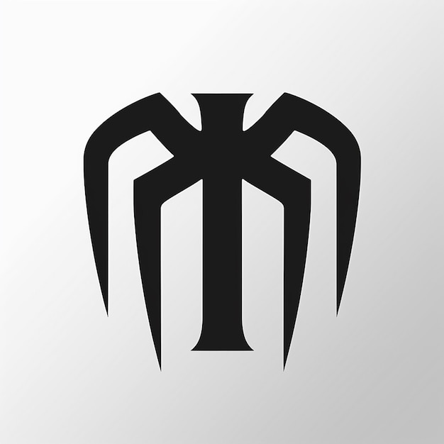 design du logo de l'araignée lettre mi