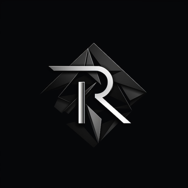 Photo design du logo scifi noir avec géométrie angulaire logo lettre r