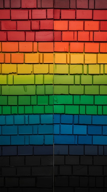 le design du mur en briques arc-en-ciel smartphone portrait arrière-plan