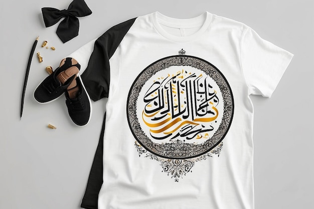 Le design du t-shirt en calligraphie arabe de Romadan Mubarak