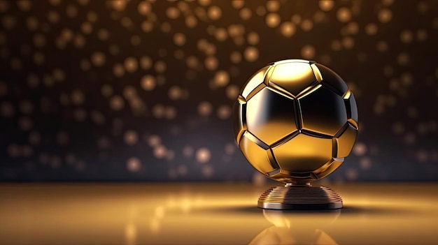 Design du trophée d'or de football sur fond bleu