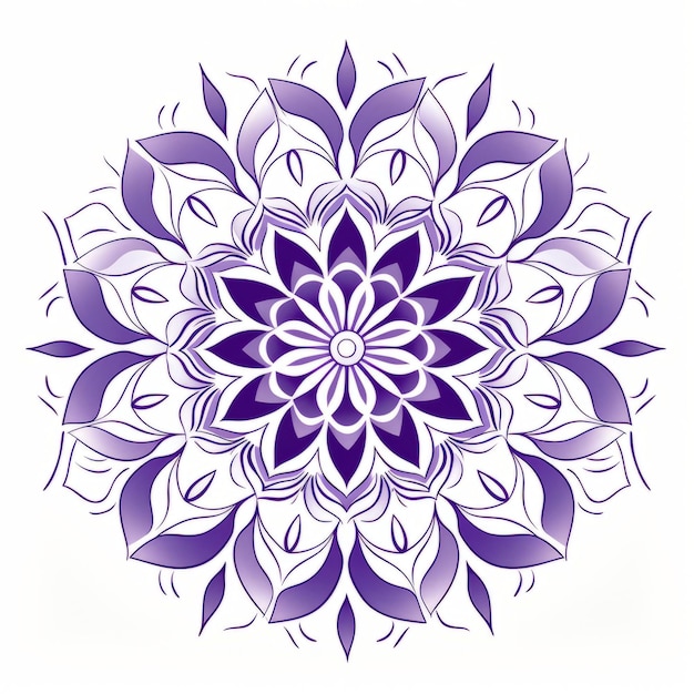 Le design élégant du mandala avec des fleurs violettes trace le style monotone