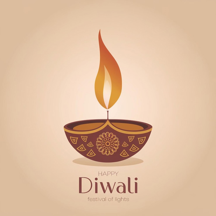 Photo un design élégant de la fête des lumières de diwali avec des diya traditionnels et des tons dorés chauds