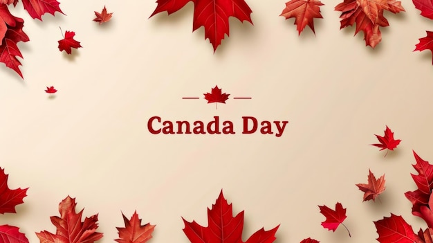 Un design élégant pour la fête du Canada avec des feuilles d'érable sur un fond crémeux